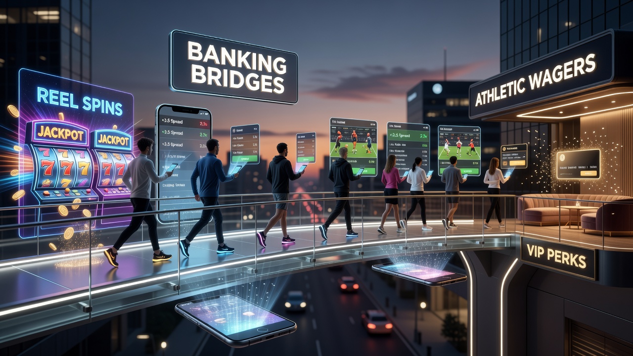Illustration of transaction flow between mobile slots, sports betting, and VIP reward tiers
