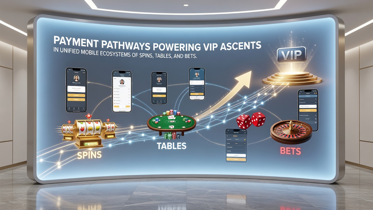 Flowchart illustration of payment pathways linking deposits to VIP status upgrades in a mobile casino app